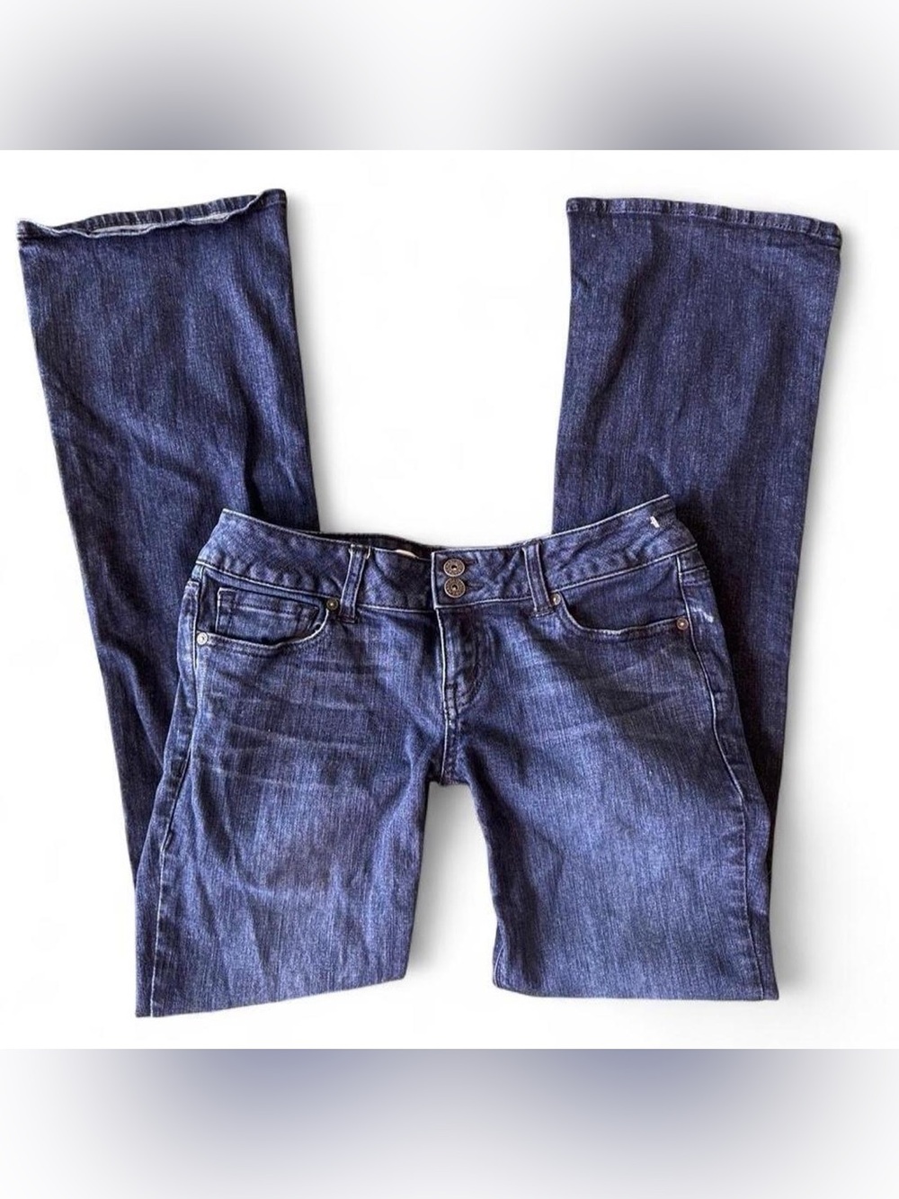 Y2K Low Rise Double Button Charlotte Russe Dark Wash Flare Jeans Women’s 6L